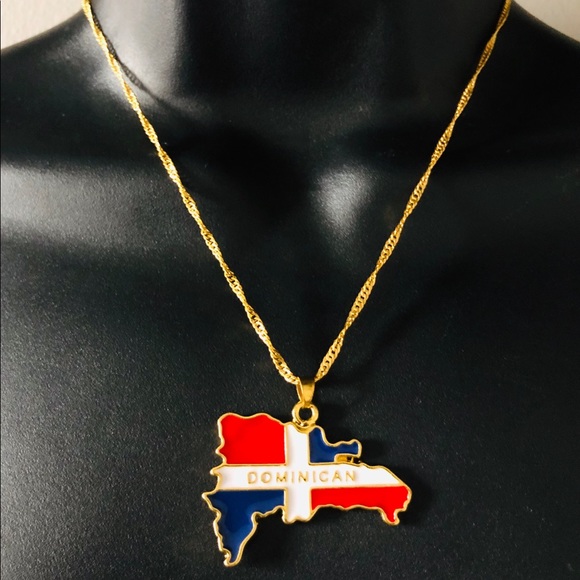 Love Always by Nia-Emani Jewelry - Dominican Republic Flag & Map Necklace